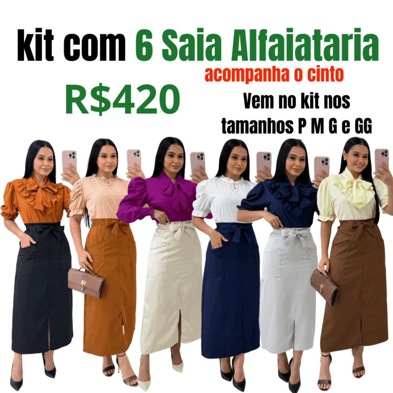 kit com 6 Saia em Alfaitaria