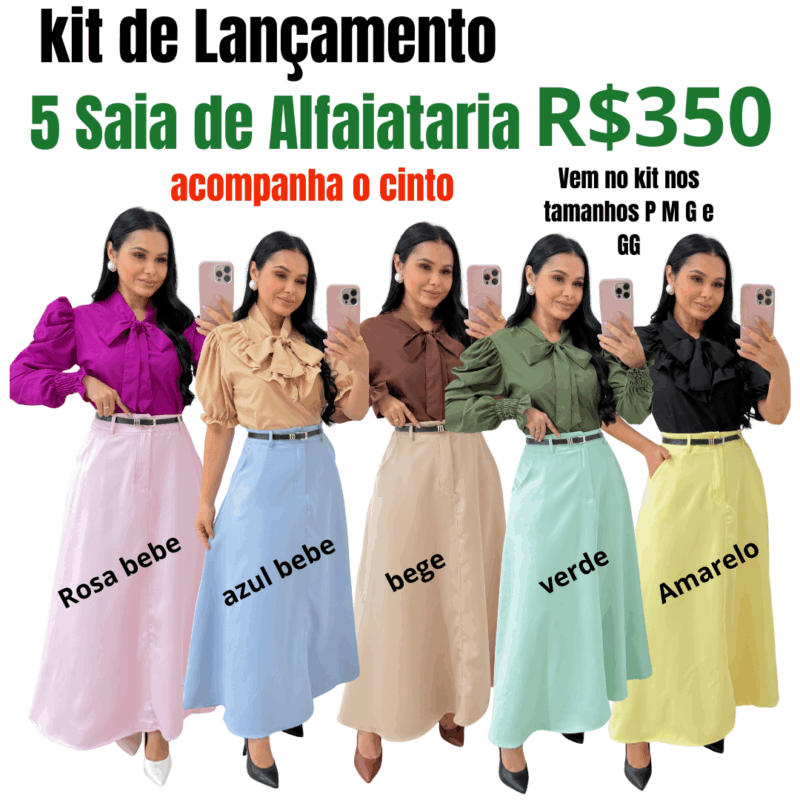 kit com 5 Saia em Alfaiataria