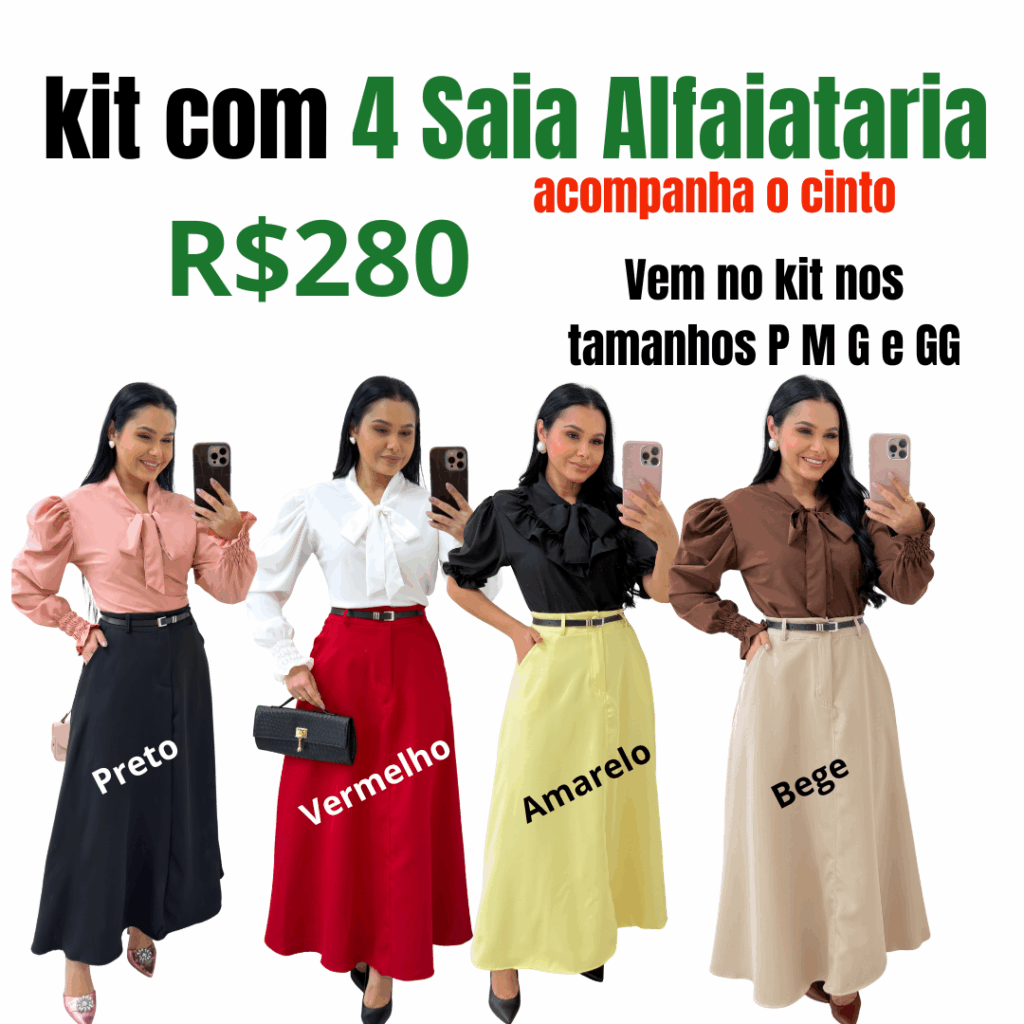 kit com 4 Saia em Alfaiataria