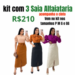 kit com 3 Saia em Alfaiataria