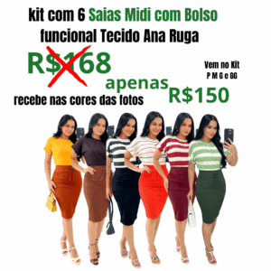 kit com 6 Saia Midi