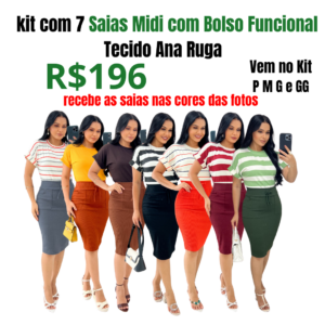 kit com 7 Saia Midi