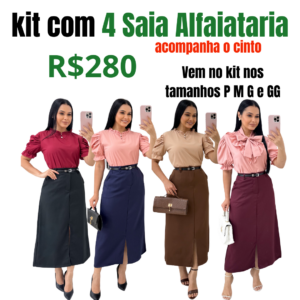kit com 4 saia midi com fenda em Alfaiataria