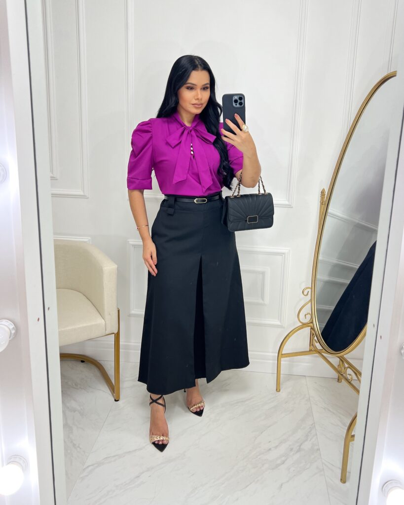 Saia Alfaiataria Midi-Preto