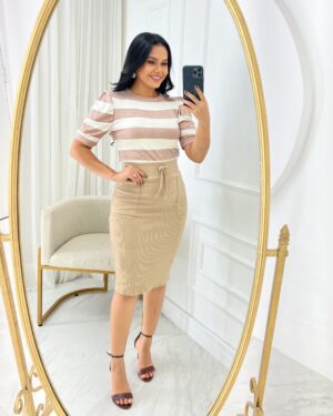 Conjunto Blusa+ Saia- Bege