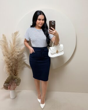 Conjunto Blusa+ Saia- Azul marinho