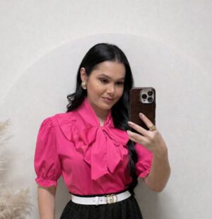 Blusa Tecido Crepe Seda Rosa pink