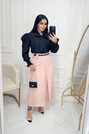 Saia Alfaiataria Midi-Rosa bebe