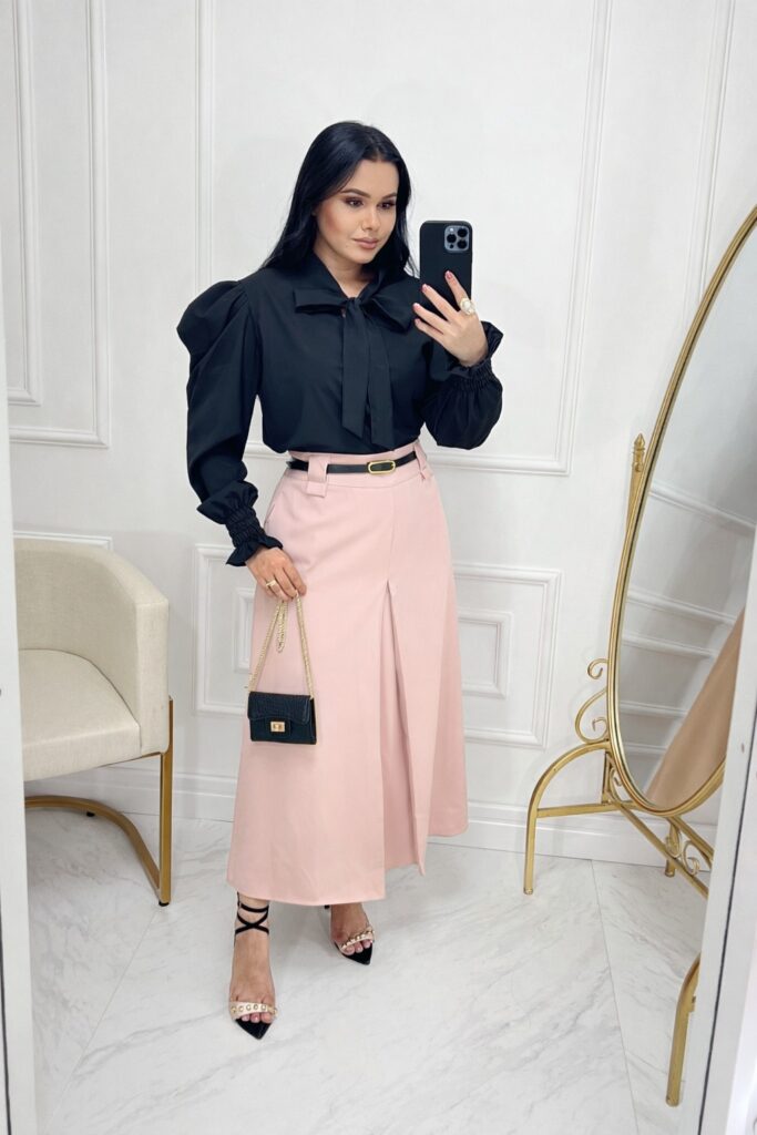 Saia Alfaiataria Midi-Rosa bebe