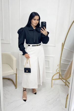 Saia Alfaiataria Midi-Branca