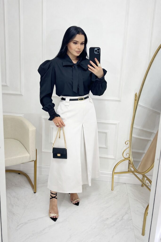 Saia Alfaiataria Midi-Branca