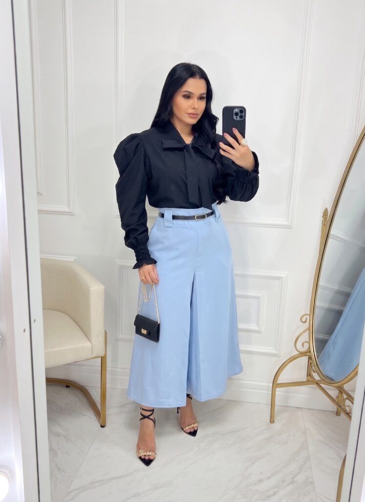 Saia Alfaiataria Midi-Azul bebe