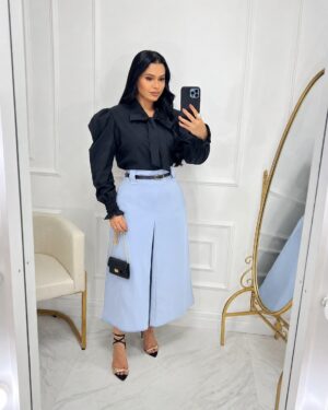 Saia Alfaiataria Midi-Azul bebe