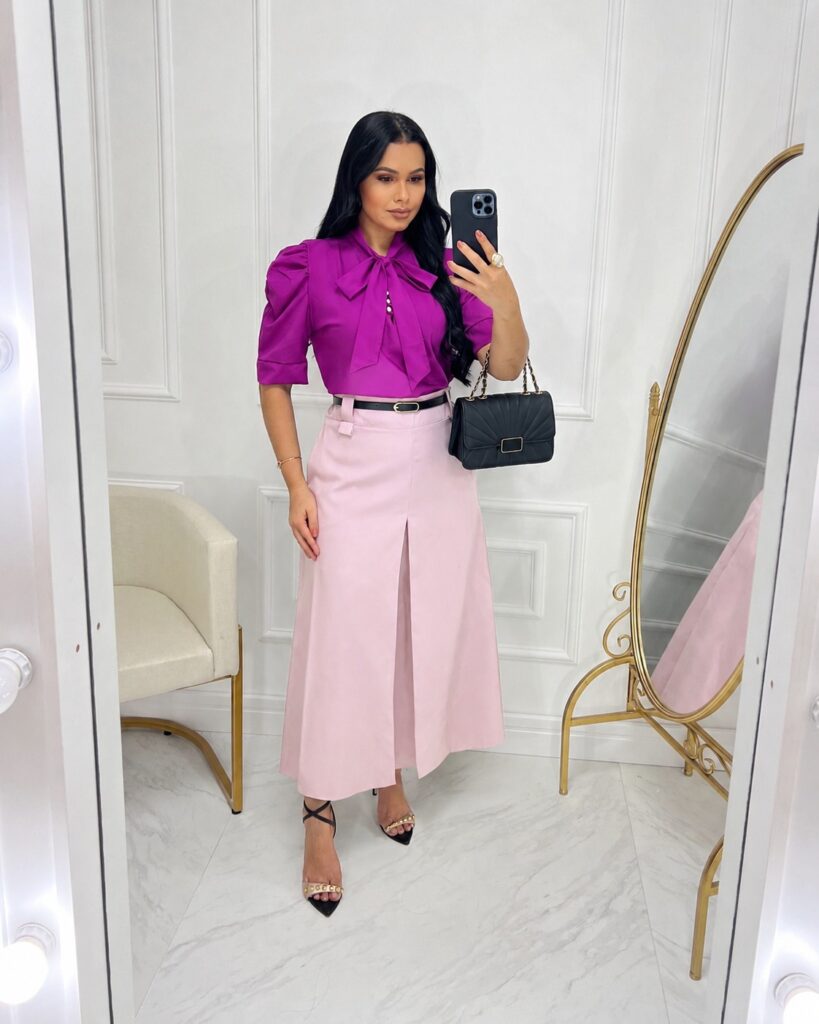 Saia Alfaiataria Midi-Rosa bebe