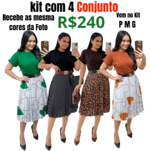 Kit Com 4 Conjunto Plissado