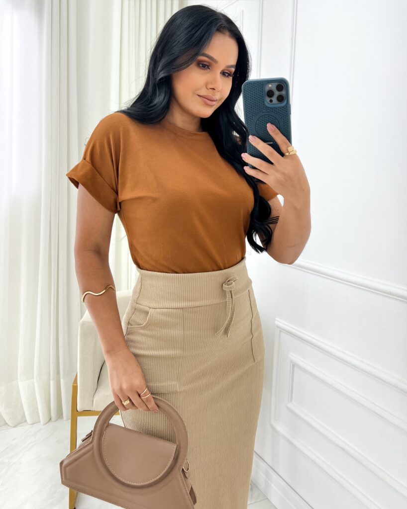 Blusa Tecido viscolaycra Caramelo