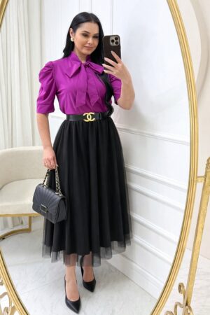 Saia Midi em Tule-Preto