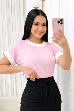 Blusa Tecido viscolaycra Rosa bebe