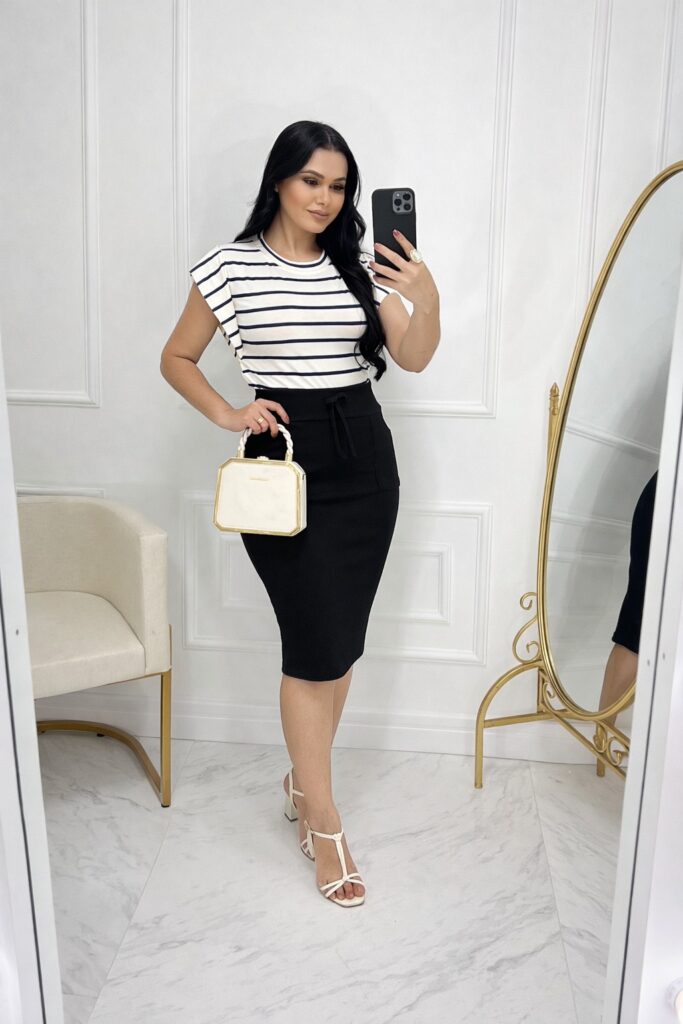 Conjunto Blusa+ Saia-Preto