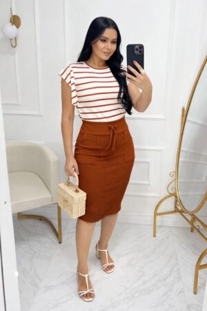 Conjunto Blusa+ Saia - terra cota