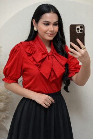 Blusa Tecido Crepe Seda Vermelho