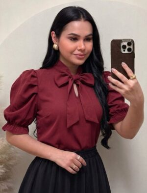 Blusa Tecido Crepe Seda marsala