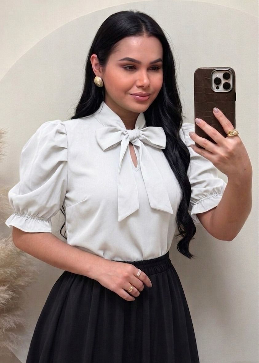 Blusa Tecido Crepe Seda branco