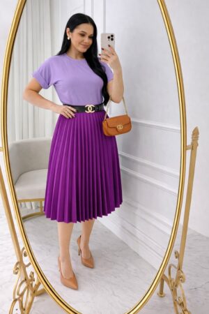 Conjunto Blusa+ Saia- lilas+ fuscia