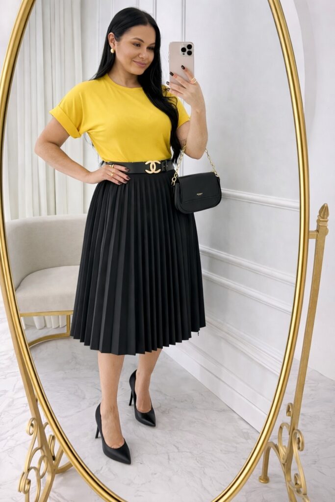Conjunto Blusa+ Saia- amarelo+preto
