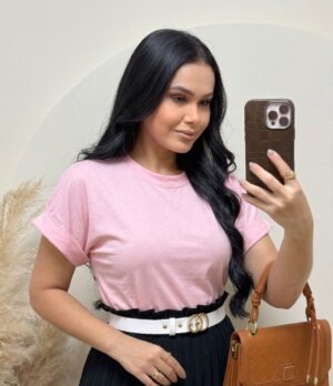 Blusa Tecido viscolaycra Rosa bebe
