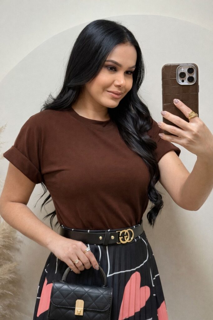 Blusa Tecido viscolaycra marrom