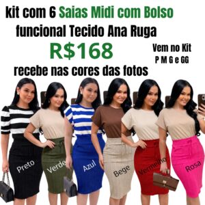 kit com 6 Saia Midi