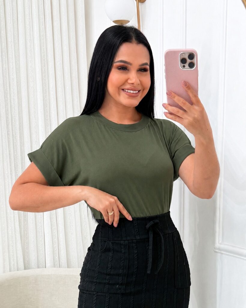 Blusa Tecido viscolaycra verde militar