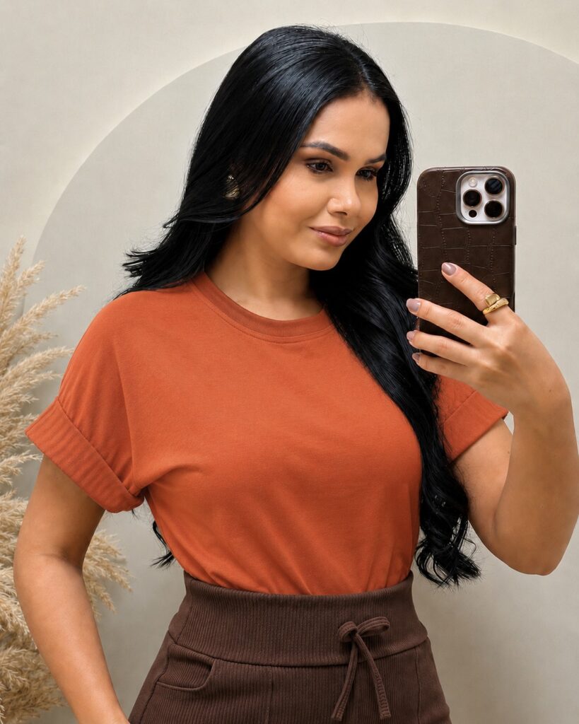 Blusa Tecido viscolaycra Terra Cota