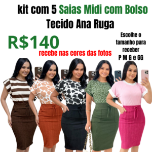 kit com 5 Saia Midi