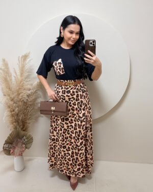 Conjunto blusa + saia longa