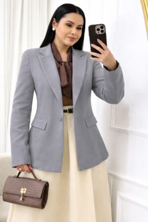 Blazer Feminino Tecido Alfaiataria cinza