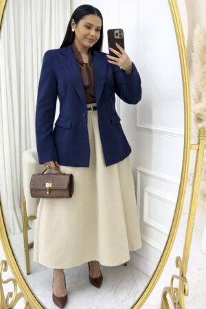 Blazer Feminino Tecido Alfaiataria azul marinho