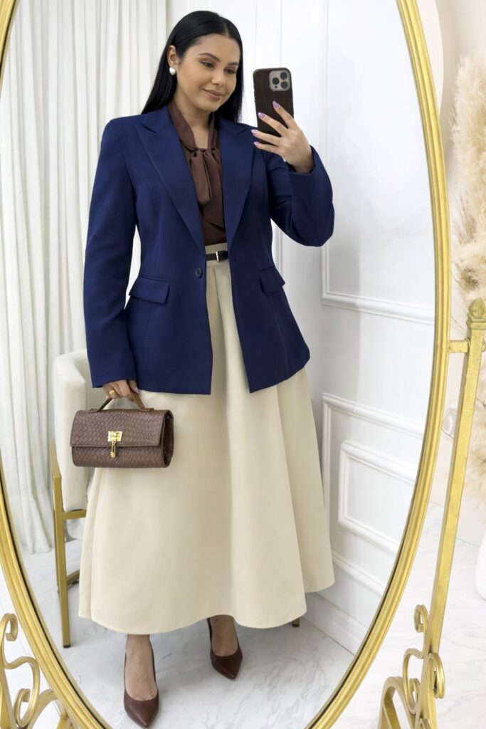 Blazer Feminino Tecido Alfaiataria azul marinho