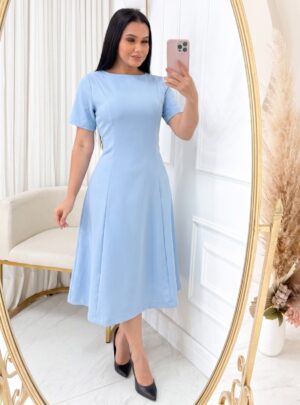 Vestido em Alfaiataria com manga Azul bebe