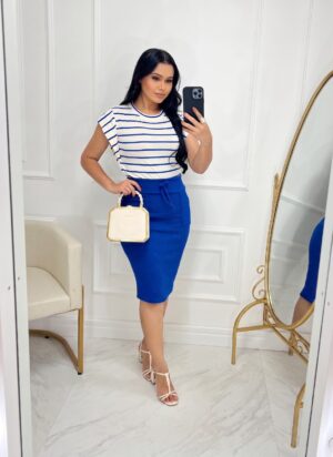 Conjunto Blusa+ Saia-Azul Royal