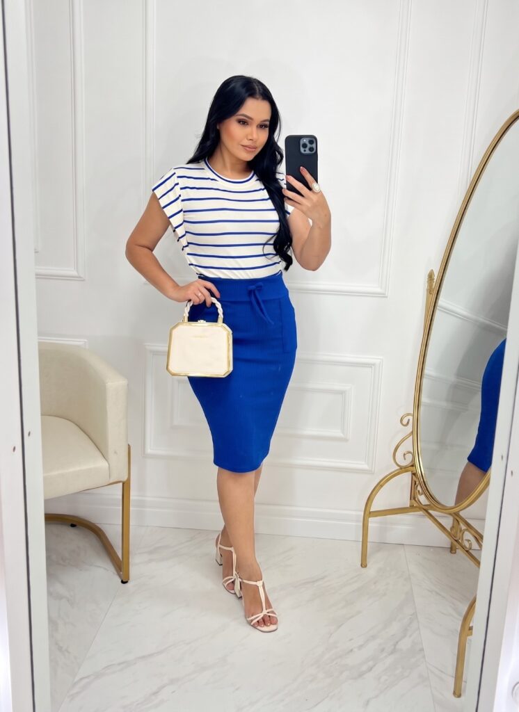 Conjunto Blusa+ Saia-Azul Royal