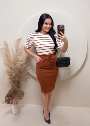 Conjunto Blusa+ Saia-Terra Cota