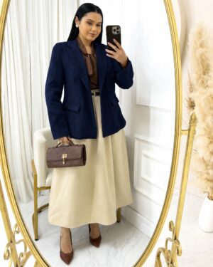 Blazer Feminino Tecido Alfaiataria azul marinho
