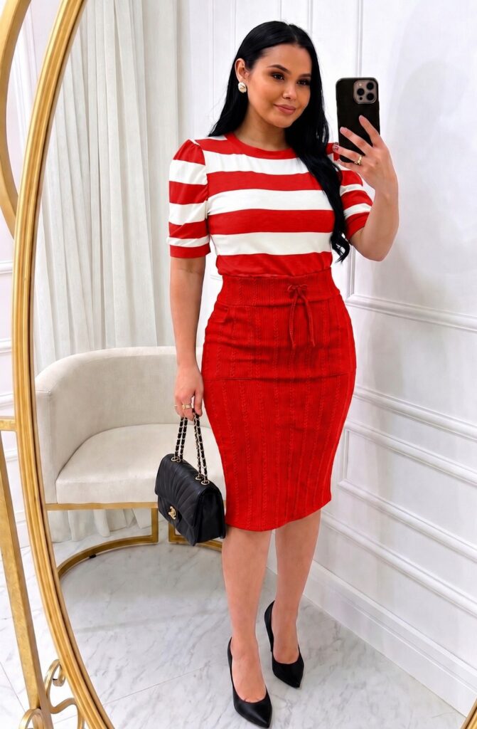 Conjunto Blusa+ Saia -Vermelho