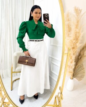 Saia Alfaiataria Longa Com Bolso Funcionais Branco