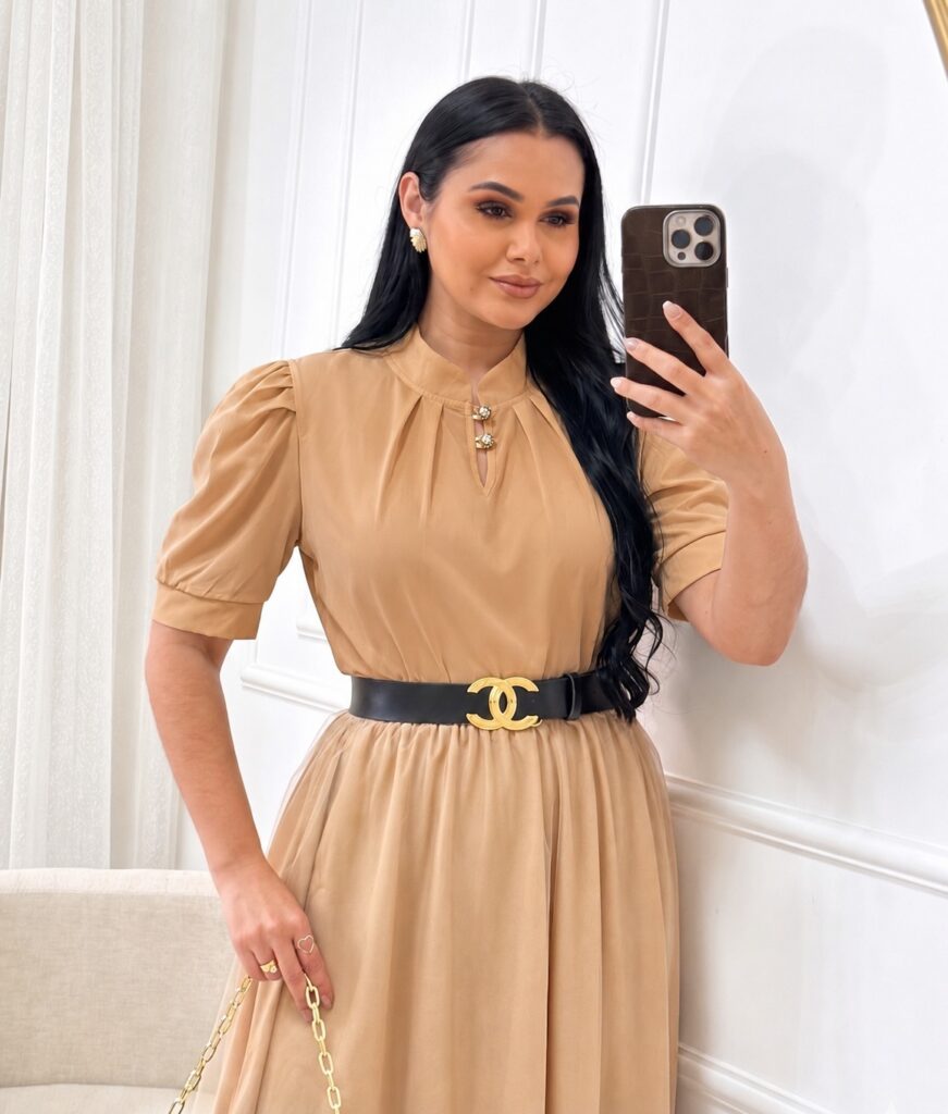 Blusa Tecido Crepe Seda bege